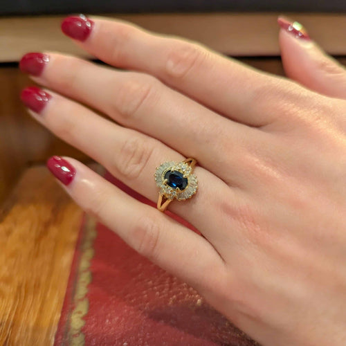 Bague 51 Bague en or jaune 18 carats avec saphir et diamants 58 Facettes 33096
