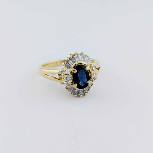 Bague 51 Bague en or jaune 18 carats avec saphir et diamants 58 Facettes 33096
