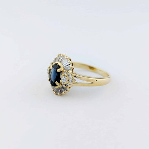 Bague 51 Bague en or jaune 18 carats avec saphir et diamants 58 Facettes 33096