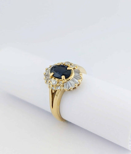 Bague 51 Bague en or jaune 18 carats avec saphir et diamants 58 Facettes 33096