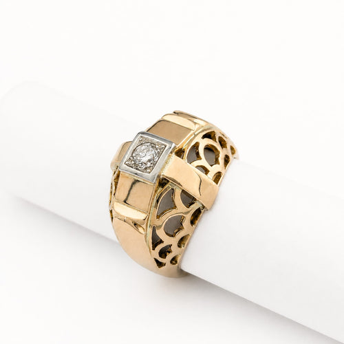 Bague 56 Bague tank ajourée en or jaune et diamant 58 Facettes 33016