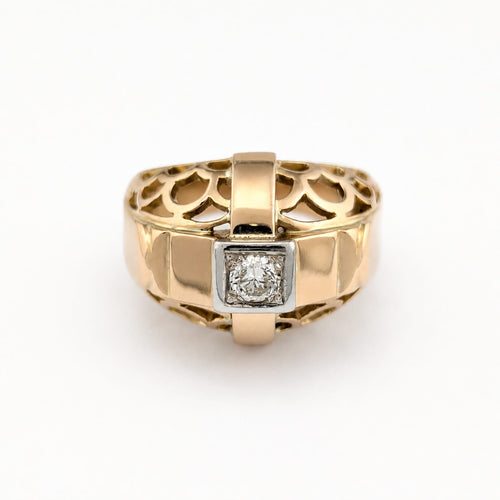 Bague 56 Bague tank ajourée en or jaune et diamant 58 Facettes 33016
