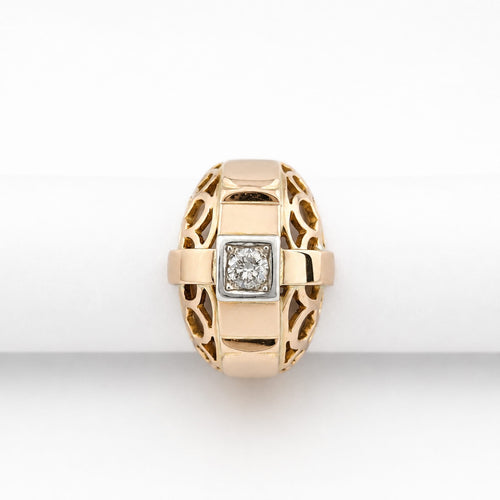 Bague 56 Bague tank ajourée en or jaune et diamant 58 Facettes 33016