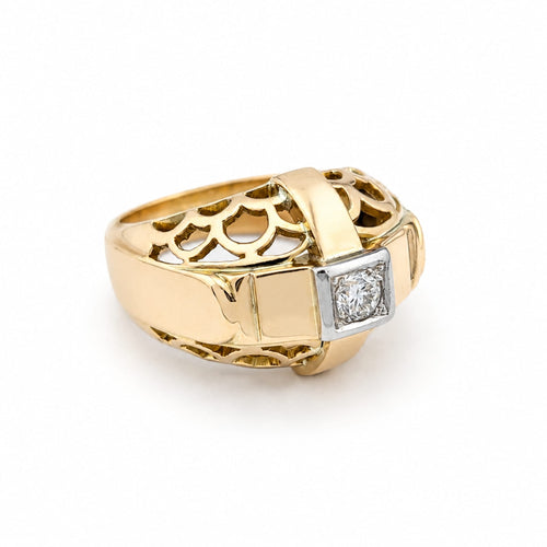 Bague 56 Bague tank ajourée en or jaune et diamant 58 Facettes 33016