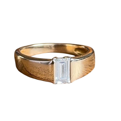 Bague 56 Solitaire - Bague en or jaune 18 carats diamant rectangle 58 Facettes 373