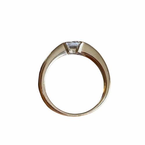 Bague 56 Solitaire - Bague en or jaune 18 carats diamant rectangle 58 Facettes 373