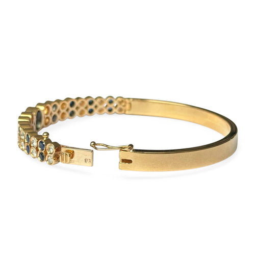 Bracelet Bracelet Jonc - Bracelet serti de saphirs et diamants en or jaune 18 carats 58 Facettes 339