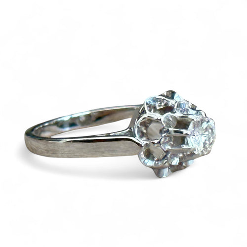 Bague 49 Solitaire - Bague diamant en or blanc 18 carats et platine 58 Facettes 225