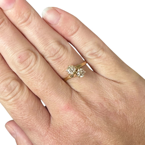 Bague 58 Bague toi et moi - Bague diamants en or jaune 18 carats 58 Facettes 218