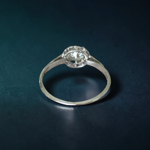 Bague 55 Solitaire - Bague ancienne en or blanc 18 carats avec diamant 0,50 ct 58 Facettes 198