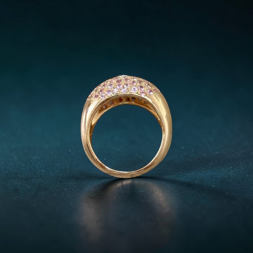 Bague 54 Bague dôme en or rose 18 carats avec diamant et saphirs roses 58 Facettes 197