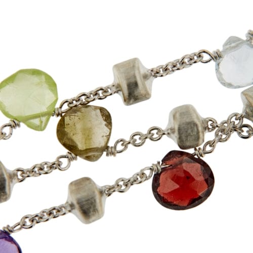 Collier Marco Bicego Paradise - Collier 3 rangs en or blanc 18 ct à pierres colorées 58 Facettes 38436