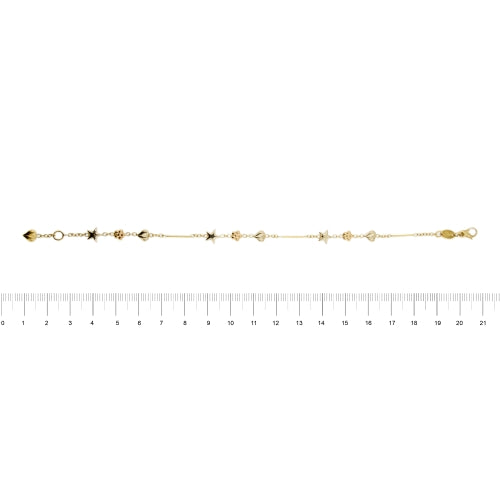 Bracelet Bracelet à cœurs, étoiles et fleurs en or 18 ct tricolore 58 Facettes 31820