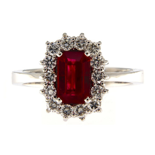 Bague Guidetti - Bague en or blanc avec rubis et diamants 58 Facettes G3551