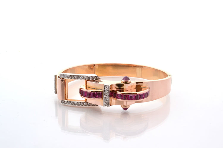 Bracelet Bracelet tank rubis et diamants en or 18k 58 Facettes 27365