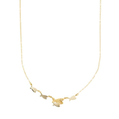Collier Collier - Maille rolò avec 5 poissons en or jaune et blanc 18 ct 58 Facettes 34862