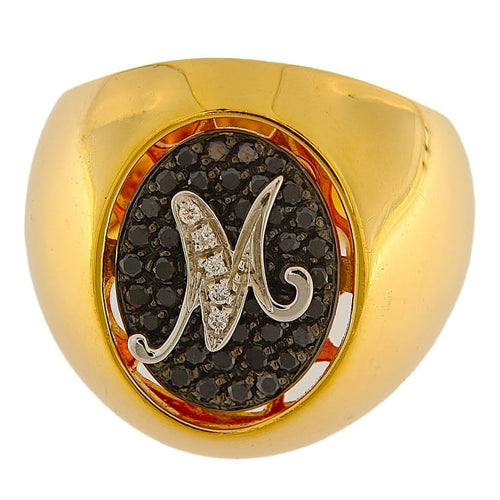 Bague Guidetti - Bague pavé ovale en or rose et or blanc, diamants noirs et blancs 58 Facettes G3761