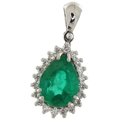Pendentif Guidetti - Ciondolo en or blanc avec émeraude et diamants 58 Facettes G3575