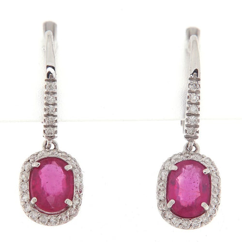 Boucles d'oreilles Guidetti - Boucles d'oreilles pendantes en or blanc, rubis et diamants 58 Facettes G3573