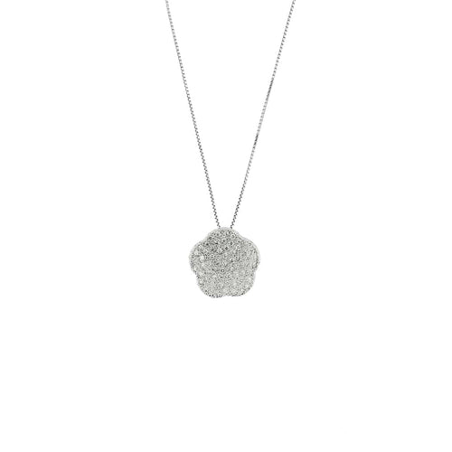 Collier Collier - Pendentif fleur en or blanc 750 et diamants 58 Facettes 15146