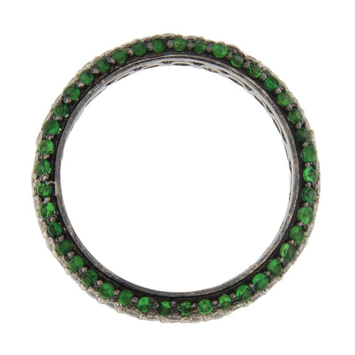Bague 54 Guidetti - Bague eternity en or blanc avec diamants et tsavorites 58 Facettes G3669