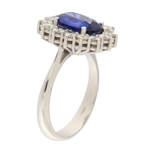 Bague 54 Guidetti - Bague en or blanc avec saphir 2,54 ct et diamants 58 Facettes G3367