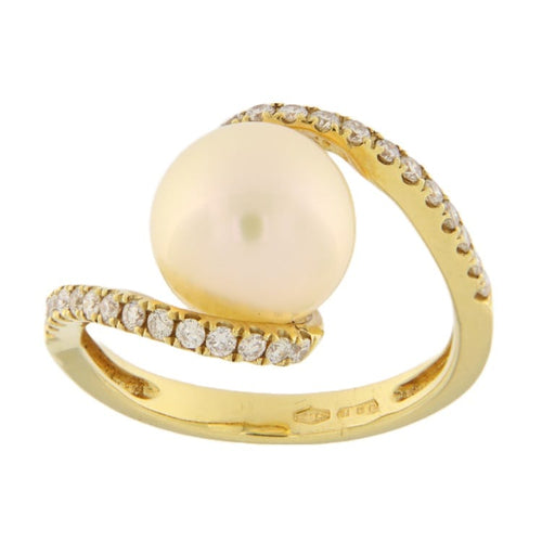 Bague Guidetti - Anello contrarié en or jaune, perle gold et diamants 58 Facettes G3291