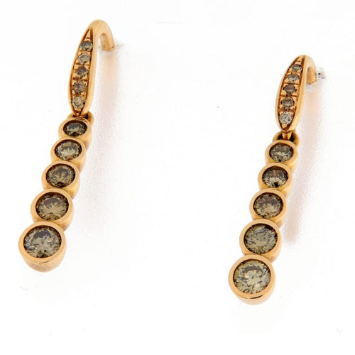 Boucles d'oreilles Guidetti - Boucles d’oreilles pendantes en or rose et diamants bruns 58 Facettes G3241
