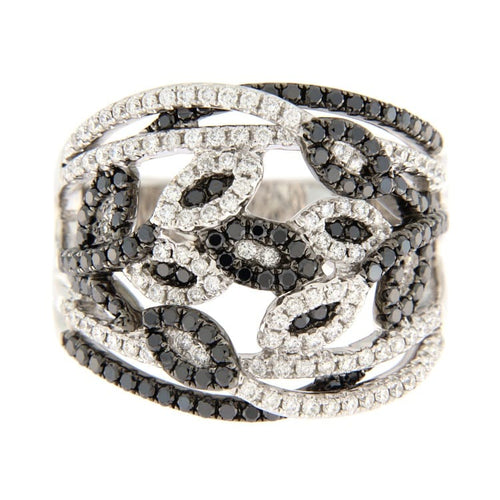 Bague Guidetti - Bague en or blanc avec diamants blancs et noirs taille brillant 58 Facettes G3145
