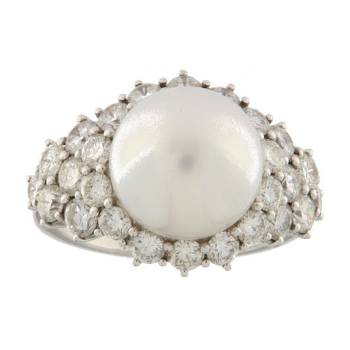 Bague Guidetti - Bague en or blanc perle australienne et diamants 58 Facettes G3120