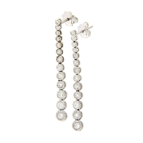 Boucles d'oreilles Guidetti - Boucles d'oreilles pendantes en or blanc et diamants 58 Facettes G2928