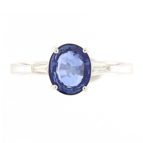 Bague Guidetti - Bague en or blanc avec saphir et diamants baguette 58 Facettes G2788