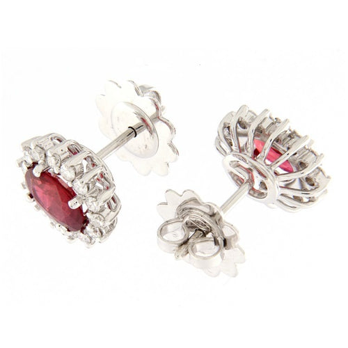 Boucles d'oreilles Guidetti - Boucles d’oreilles en or blanc rubis et diamants 58 Facettes G2779