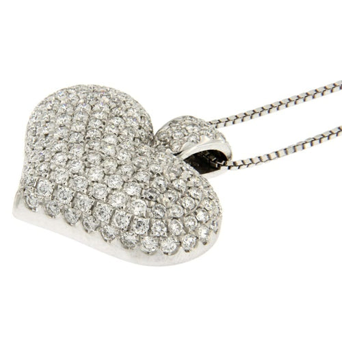 Collier Guidetti - Collier cœur en or blanc et diamants 58 Facettes G2452