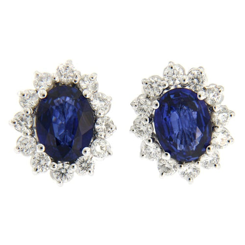 Boucles d'oreilles Guidetti - Boucles d’oreilles en or blanc avec saphirs et diamants 58 Facettes G2446