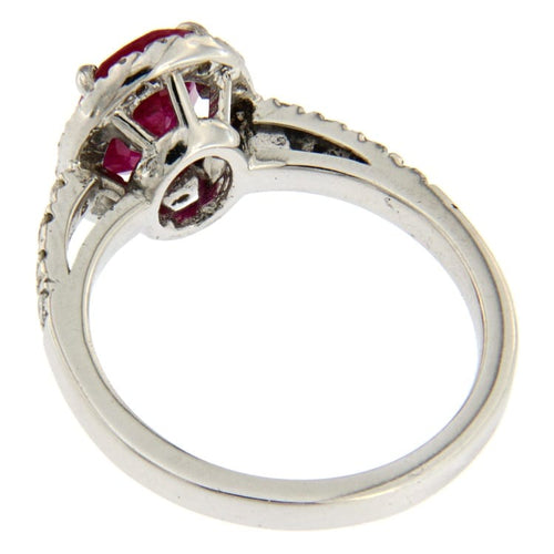 Bague Guidetti - Bague en or blanc avec rubis central et diamants 58 Facettes G2440