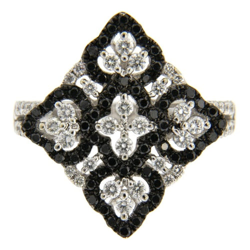 Bague Guidetti - Bague rombo en or blanc diamants blancs et noirs 58 Facettes G2438