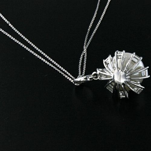 Pendentif Guidetti - Girocollo en or blanc, perle australienne et diamants baguette 58 Facettes G2197