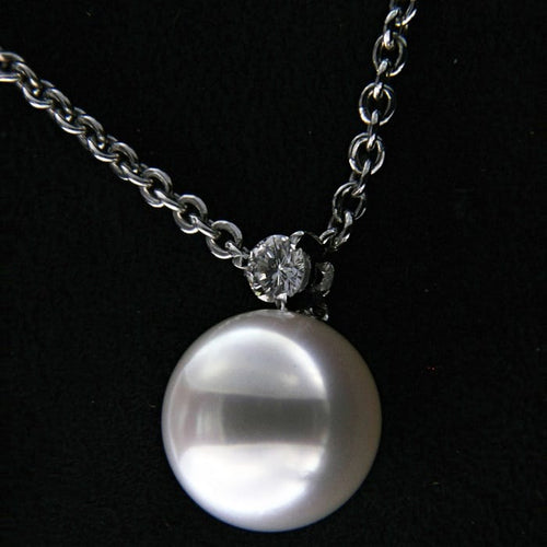 Pendentif Guidetti - Girocollo en or blanc perle australienne et diamant 58 Facettes G2199