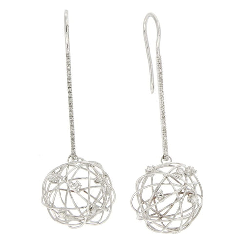 Boucles d'oreilles Guidetti - Boucles d'oreilles pendantes boule en or blanc et diamants 58 Facettes G2655