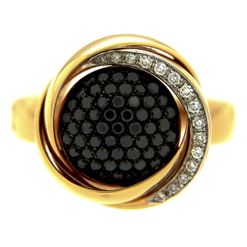 Bague 56 K di Kuore - Bague en or rose avec diamants blancs et noirs 58 Facettes G1348