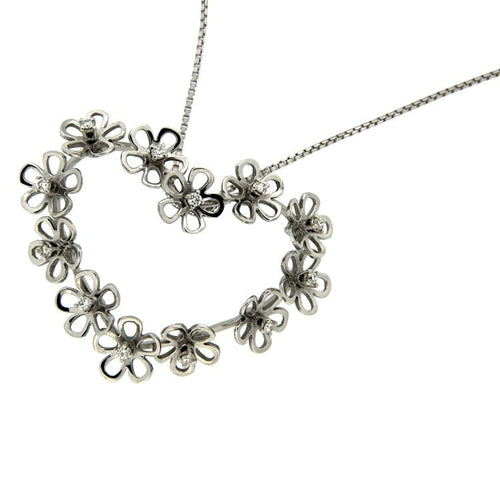 Collier Guidetti - Collier cœur en or blanc et diamants 58 Facettes G328