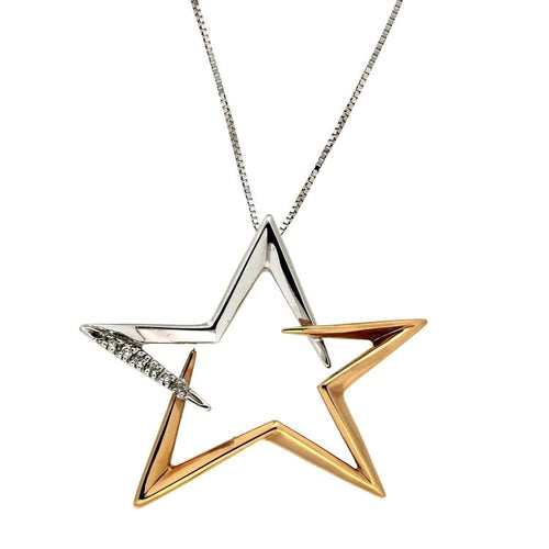 Collier Guidetti - Collier étoile en or blanc et rose, diamants 58 Facettes G1411