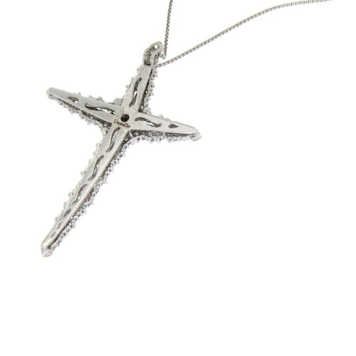 Collier DonnaOro - Collier avec pendentif croix en or blanc et diamants 58 Facettes G199