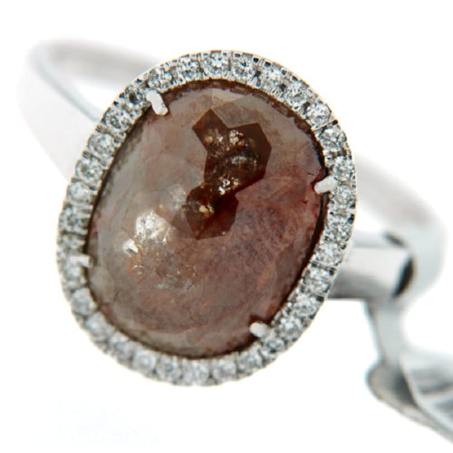 Bague 54 Guidetti - Bague en or blanc avec diamant brun et diamants 58 Facettes G470