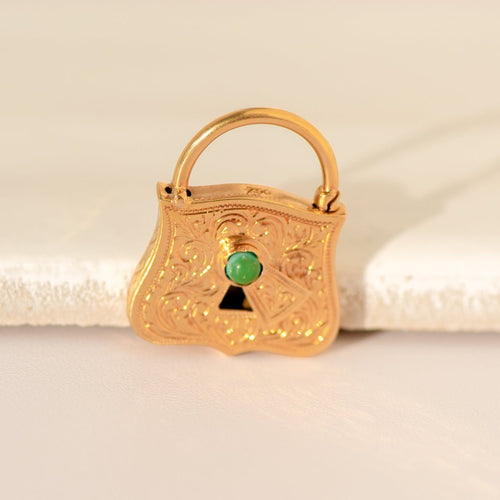 Pendentif Pendentif cadenas antique en or jaune 18 carats avec turquoise 58 Facettes