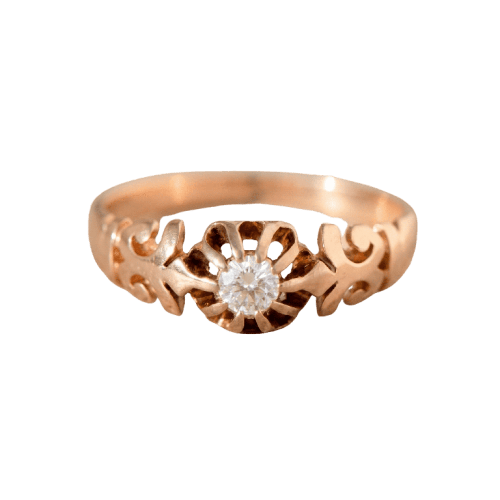 Bague 52 Solitaire ancien - Bague en or rose 585 avec diamant taille ancienne 58 Facettes HJ250185