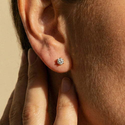 Bague Boucles d’oreilles solitaires en or jaune 14 carats et diamants 58 Facettes