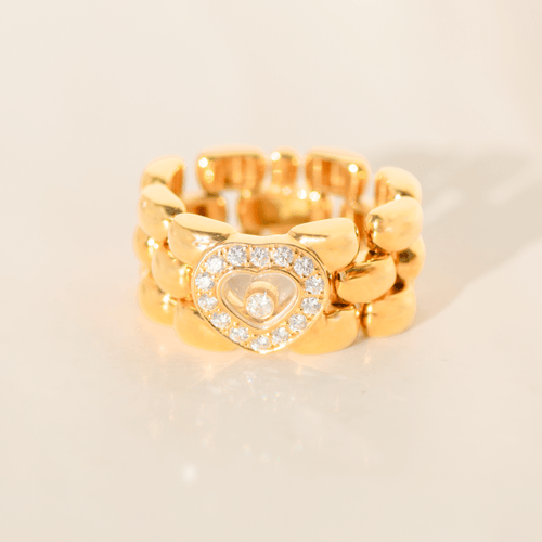 Bague 53 Chopard Happy Diamonds - Bague chaîne flexible en or jaune 18 carats et diamants 58 Facettes 3286
