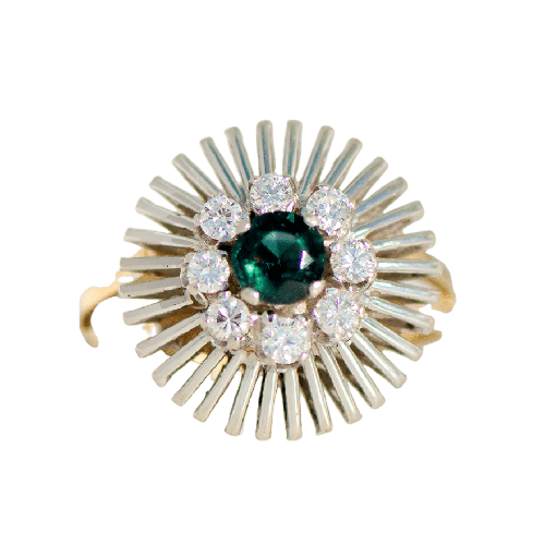 Bague 57 Vintage - Bague en or jaune et or blanc saphir et diamants 58 Facettes HJ250134